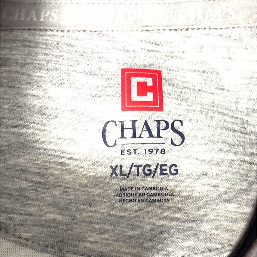NWOT Chaps Mens Grey Full-Zip Jacket XL Raglan Sleeves Pockets Preppy Old Money - Picture 4 of 6